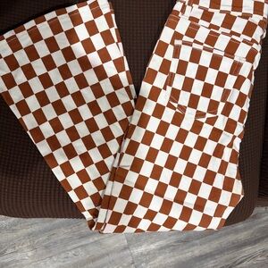 Kids Checkerboard Brown & White Jeans
